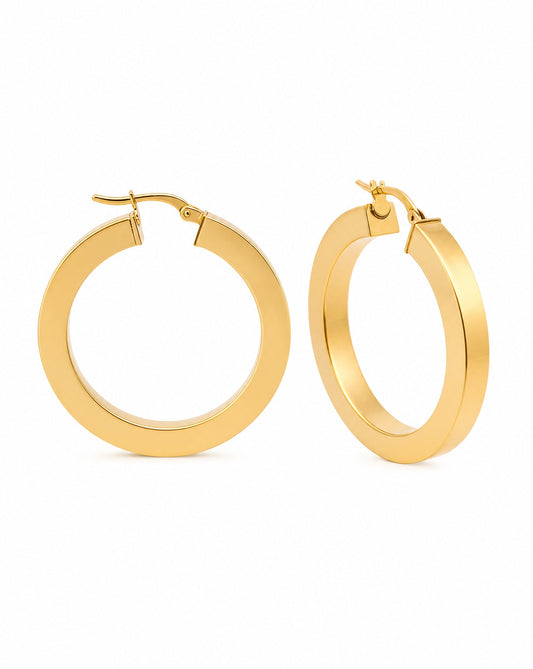 14K Yellow Gold 36MM Square Tube Hoop Earrings