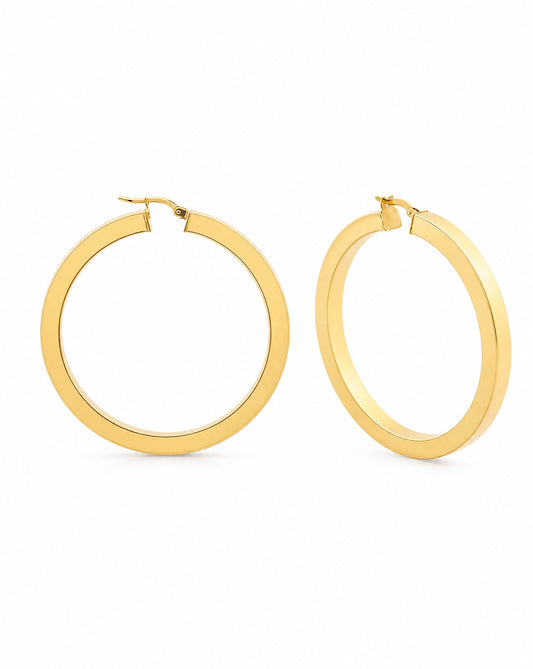 14K Yellow Gold 42MM Square Tube Hoop Earrings