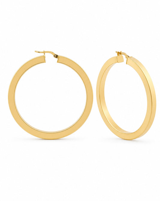 14K Yellow Gold 47MM Square Tube Hoop Earrings