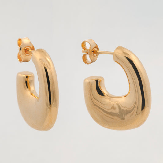 14K Yellow Gold Unique J-Hoop Earrings