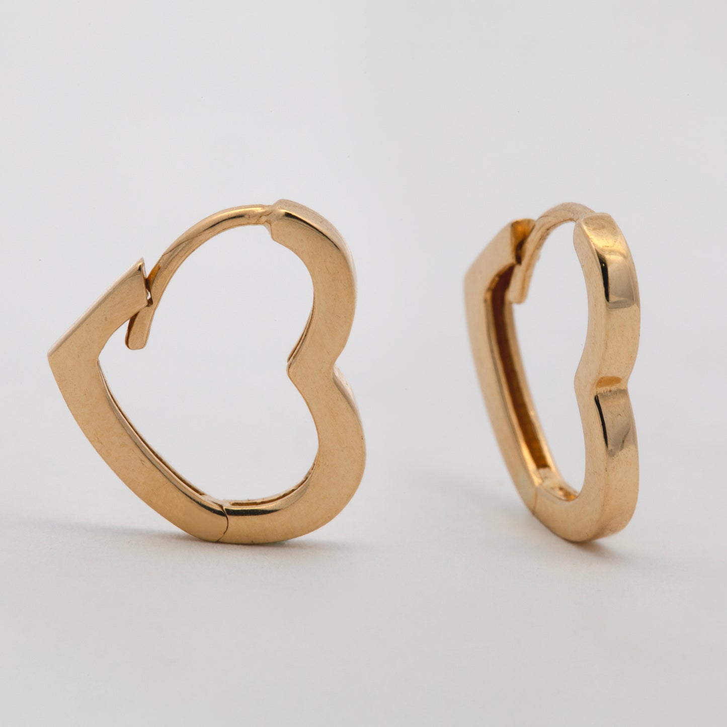 14K Yellow Gold Tilted Heart-Shaped Huggie Earrings