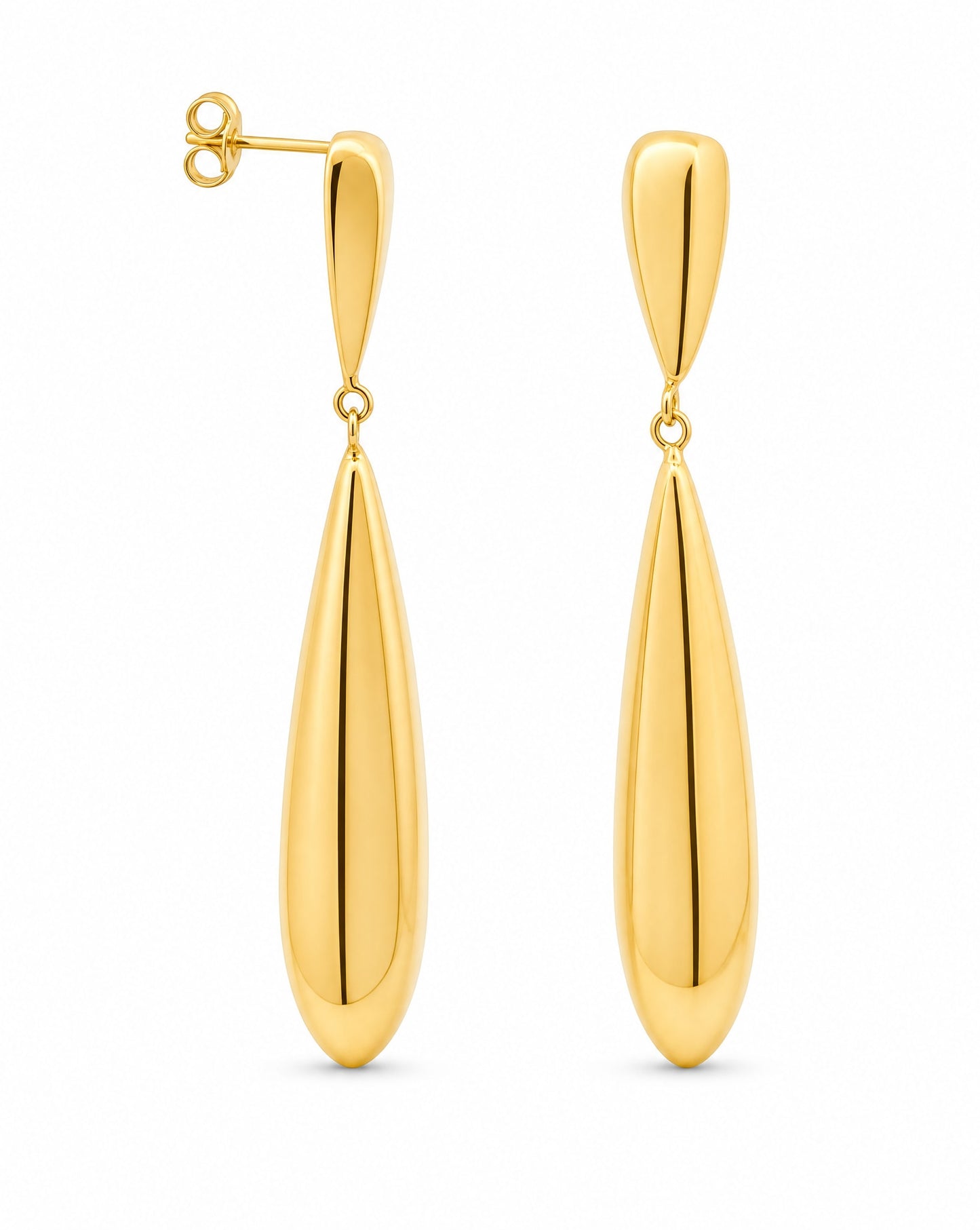 14K Yellow Gold Elongated Double Teardrop Earrings