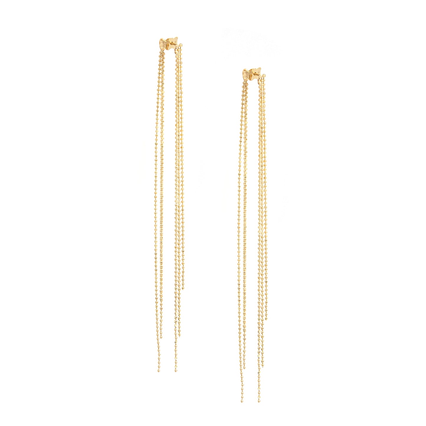 14K Yellow Gold Chained Linear Post Earrings