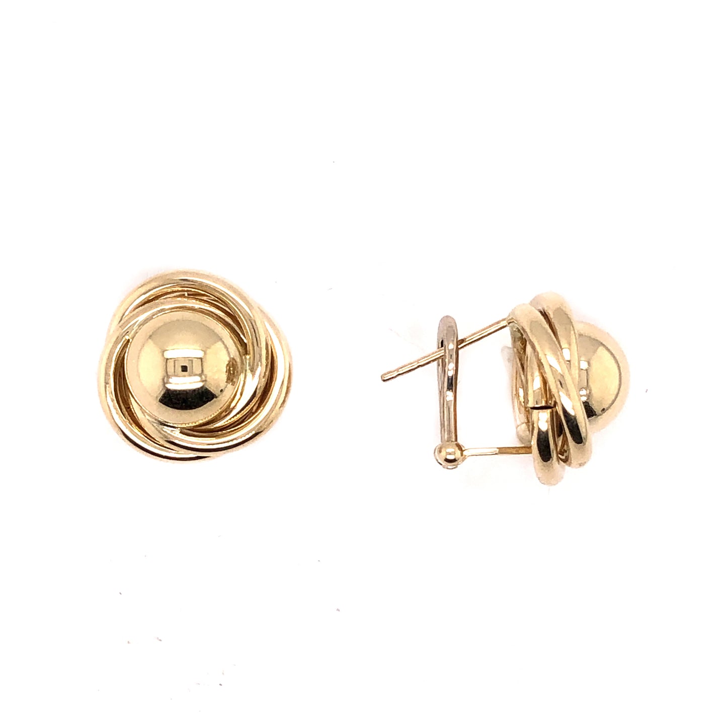 14K Yellow Gold Triple-Band Love Knot Stud Earrings