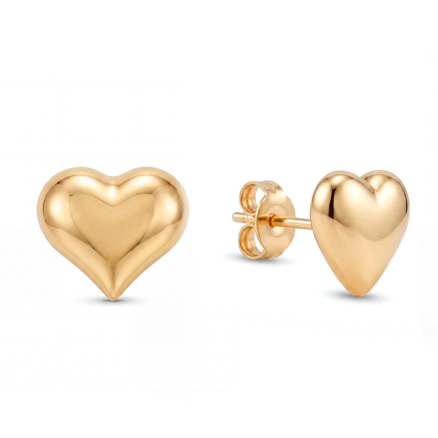 14K Yellow Gold Puffy Pointed Heart Earring