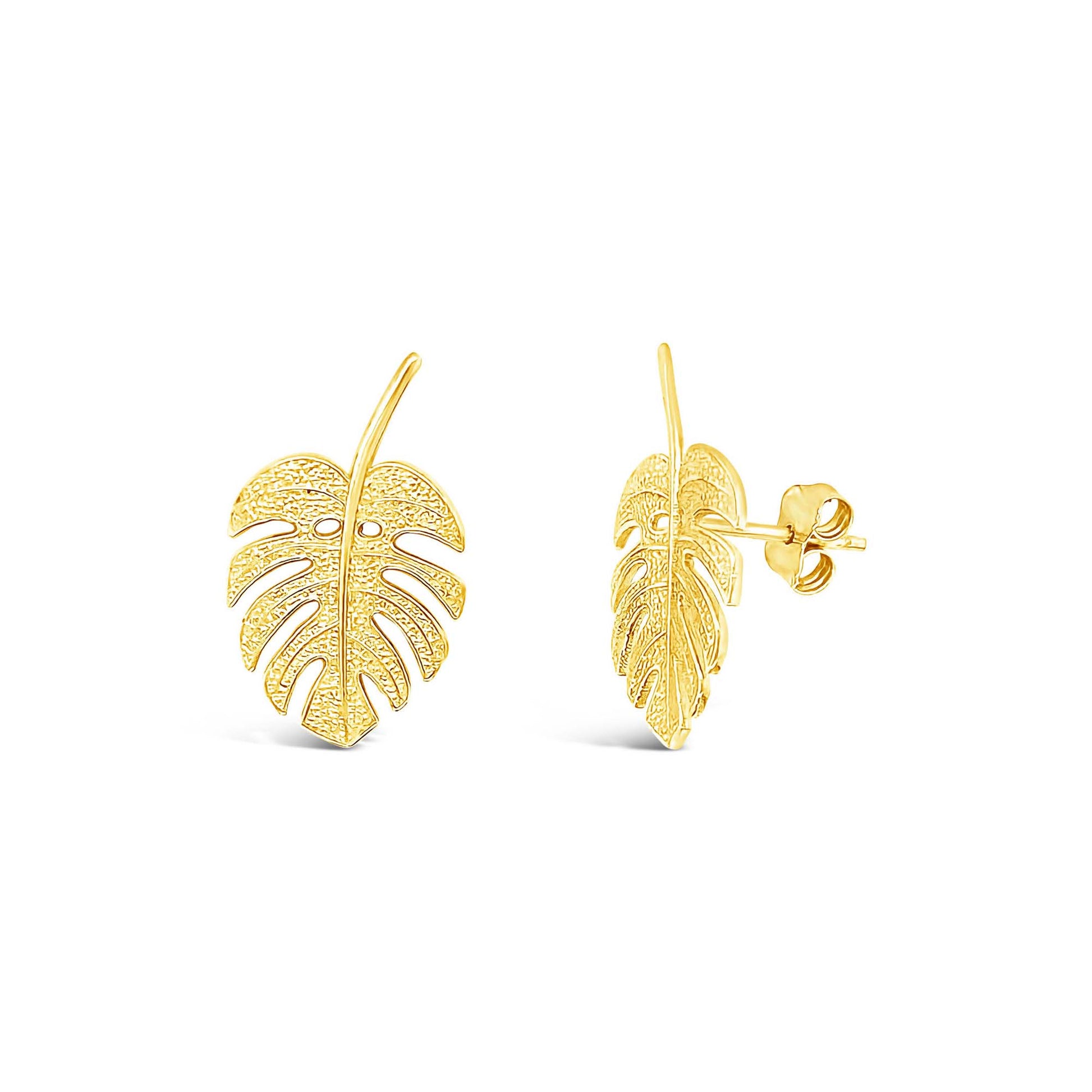 14K Yellow Gold Monstera Leaf Earring