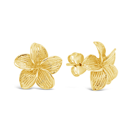 14K Yellow Gold Plumeria Stud Earring