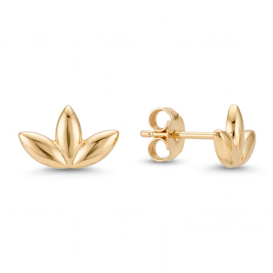 14K Yellow Gold Mini Lotus Flower Earring