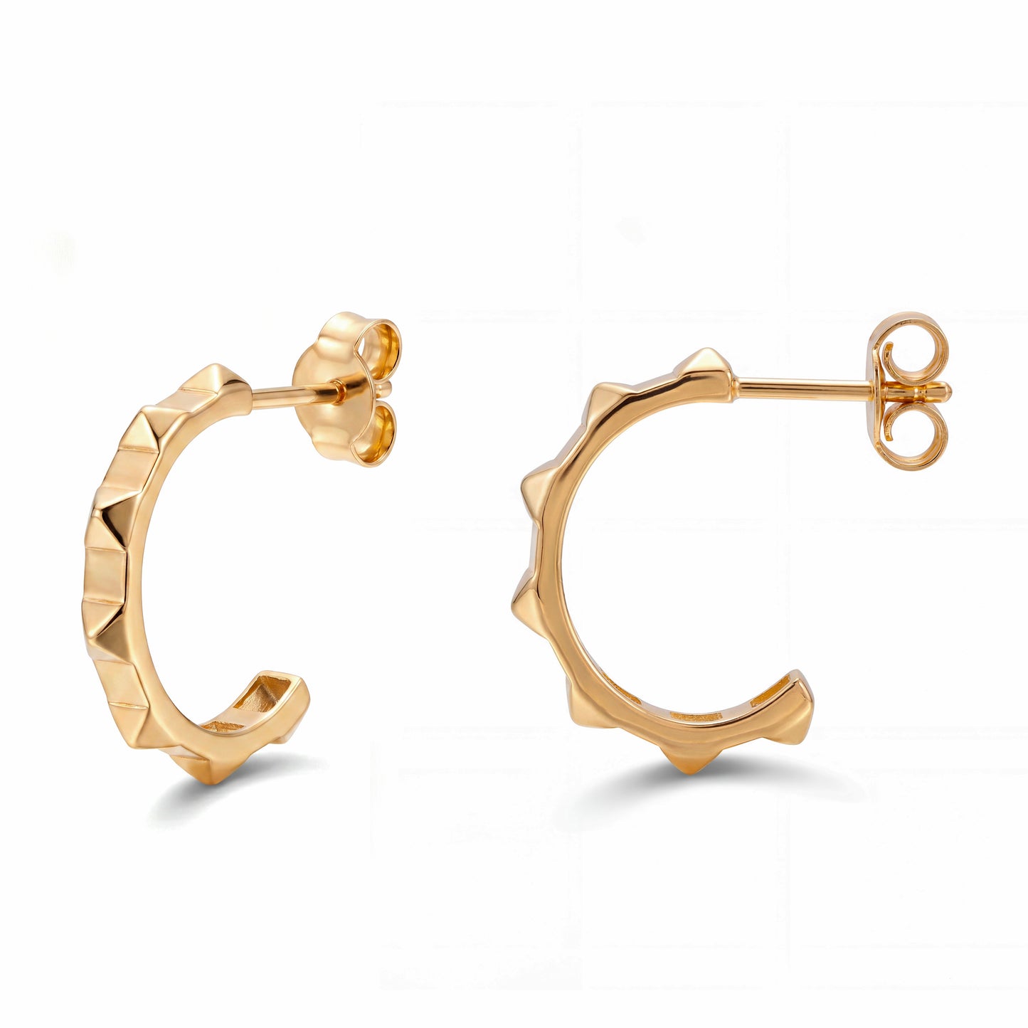 14K Yellow Gold Geometric Thin C Hoops Earring