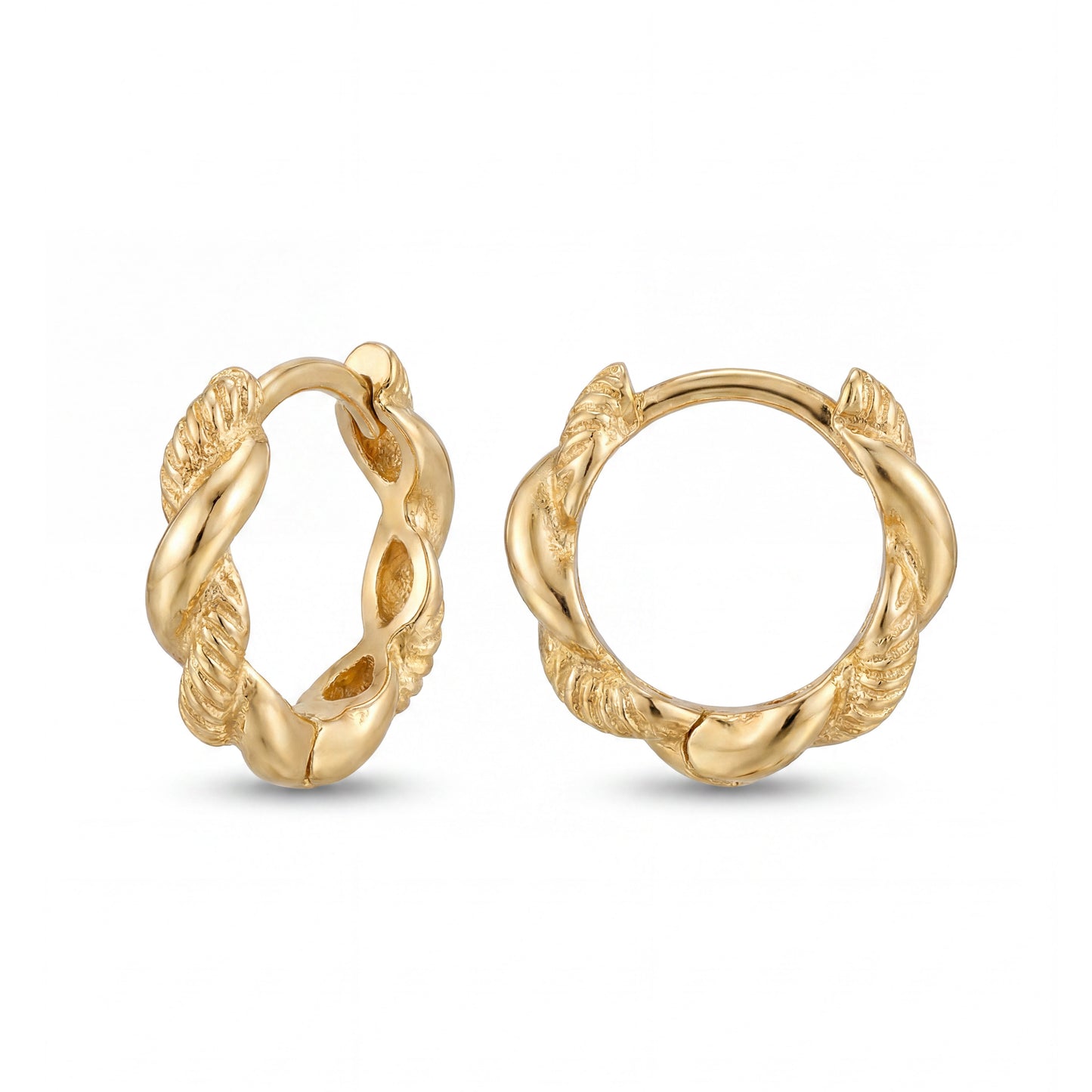 14K Yellow Gold Mini Twisted Huggie Earring
