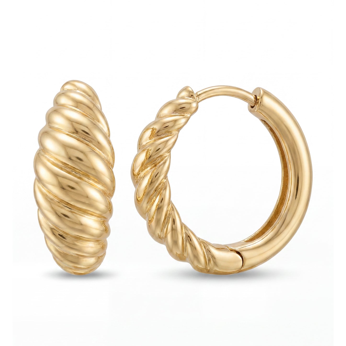 14K Yellow Gold Croissant Huggie Earring
