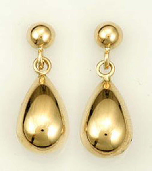 14K Yellow Gold Dangling Teardrop Earring