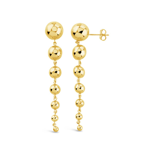 14K Yellow Gold Multi Graduated Beads Earring