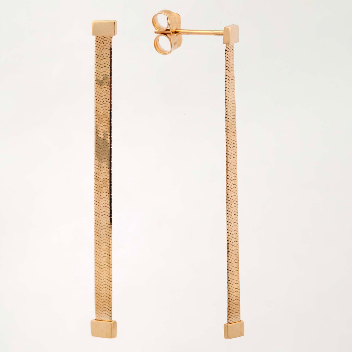 14K Yellow Gold Herringbone Earring