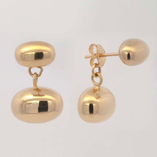 14K Yellow Gold Dangling Oval Earring
