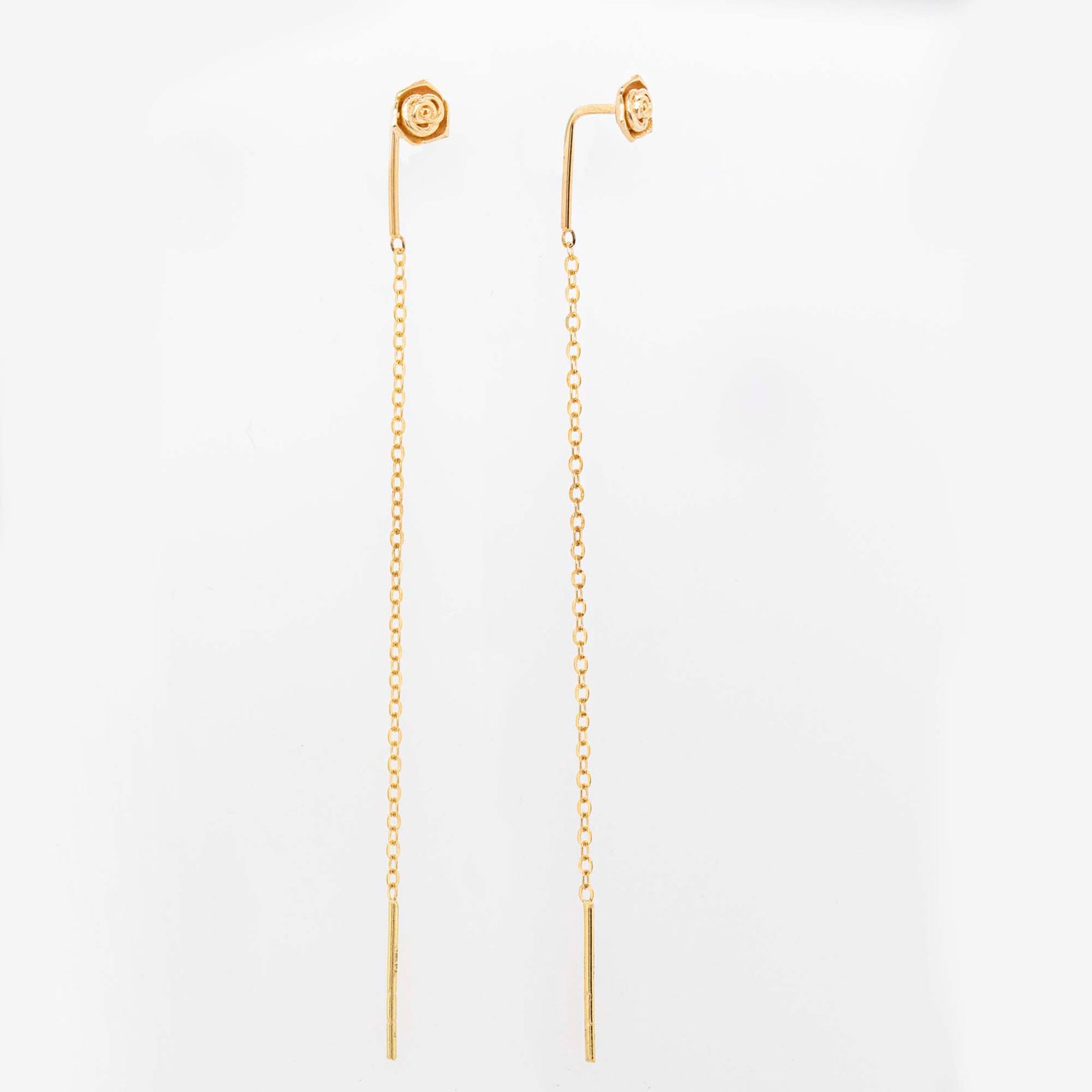 14K Yellow Gold Rose Threader Earring
