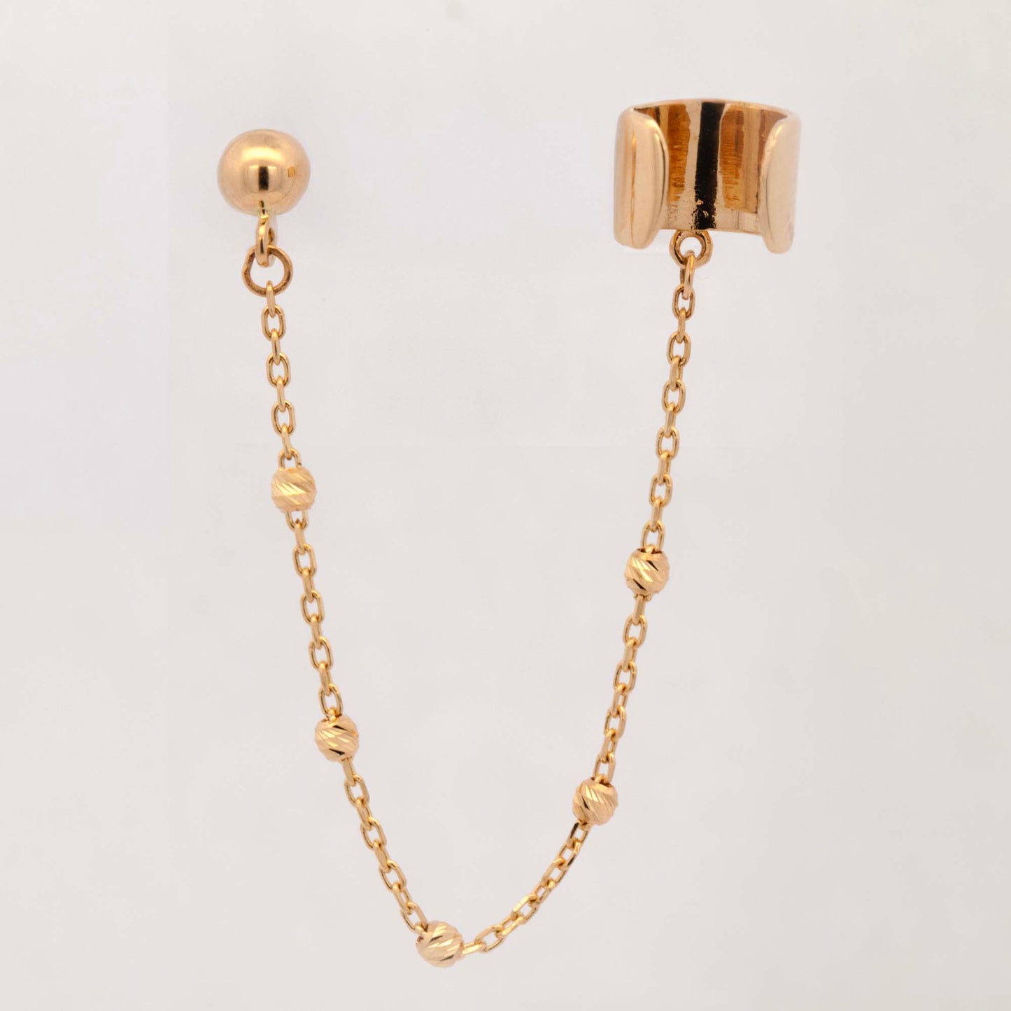 14K Yellow Gold Beads By the Yard Chain Cuff Earring