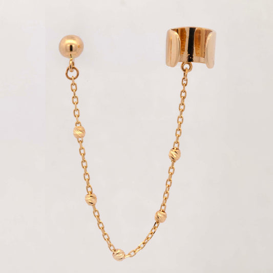 14K Yellow Gold Beads By the Yard Chain Cuff Earring