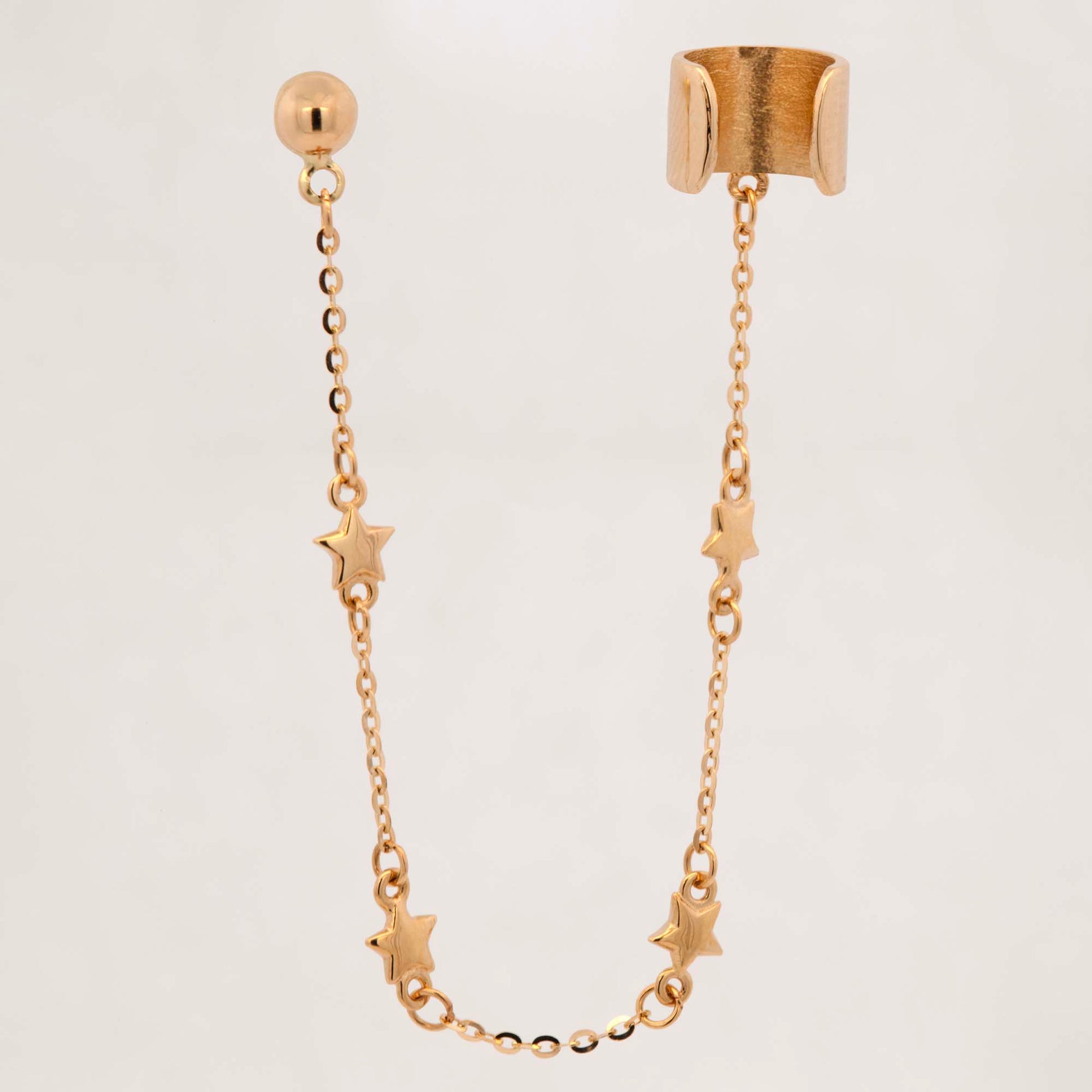 14K Yellow Gold Stars By the Yard Chain Cuff Earring