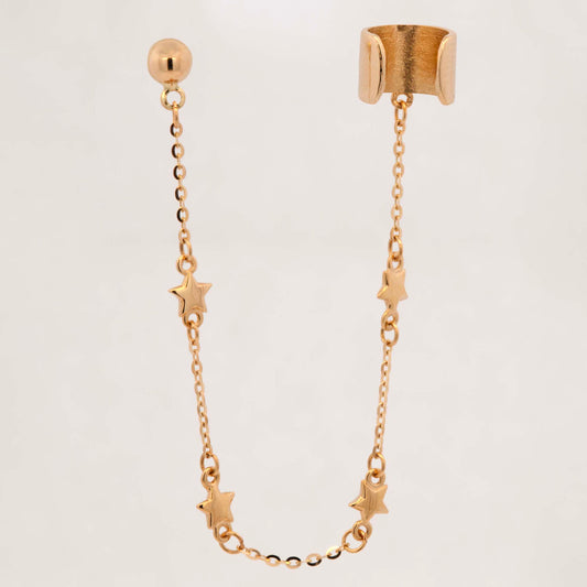 14K Yellow Gold Stars By the Yard Chain Cuff Earring