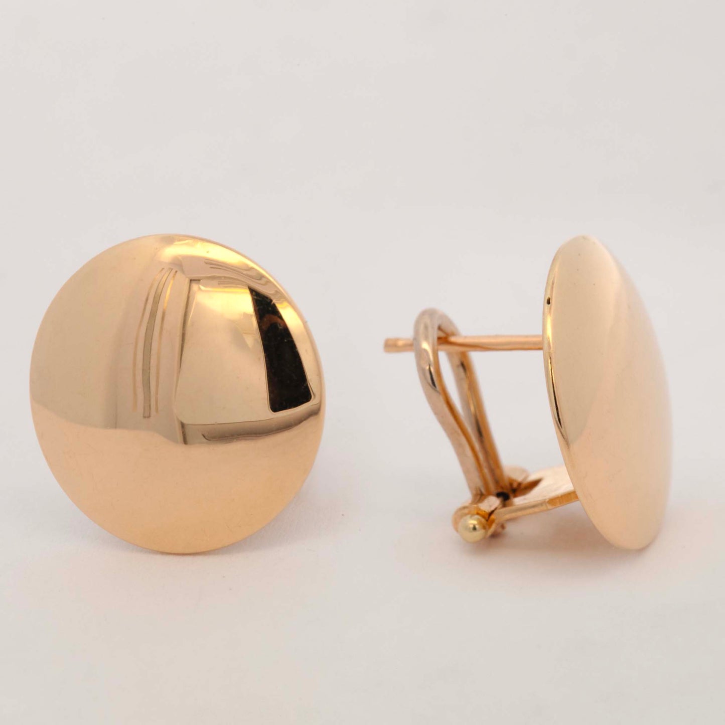 14K Yellow Gold Flat Round Stud Earring