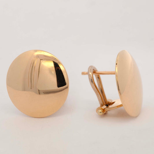 14K Yellow Gold Flat Round Stud Earring
