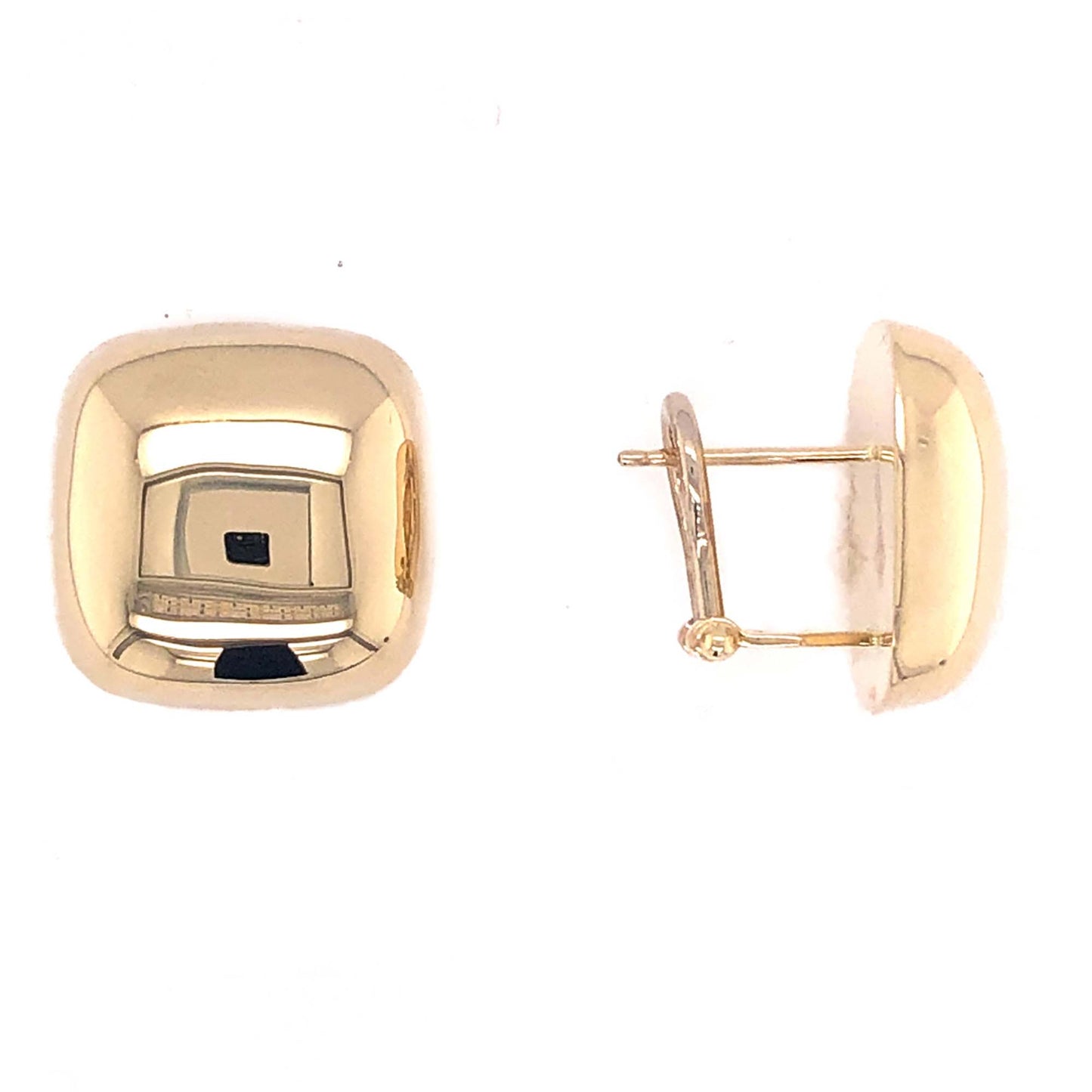 14K Yellow Gold Chunky Square Stud Earring