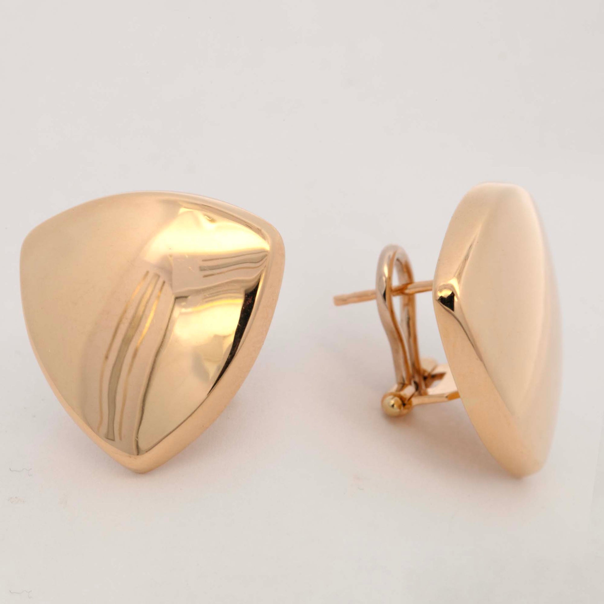 14K Yellow Gold Flat Triangle Stud Earring