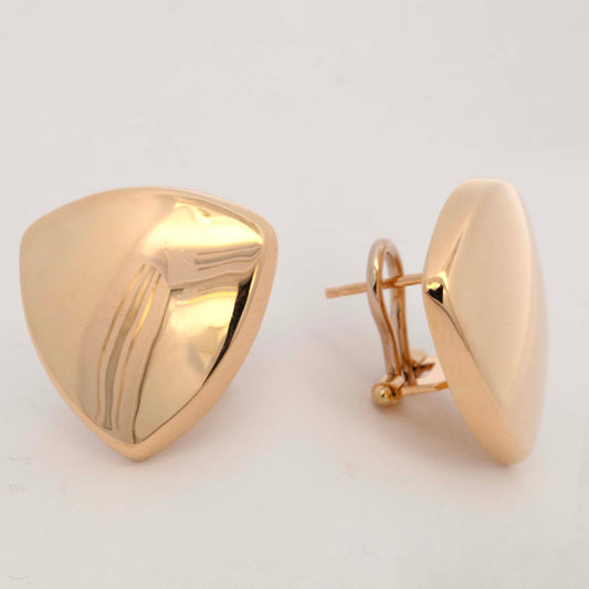 14K Yellow Gold Flat Triangle Stud Earring