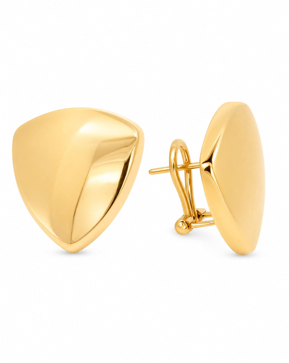 14K Yellow Gold Flat Triangle Stud Earring