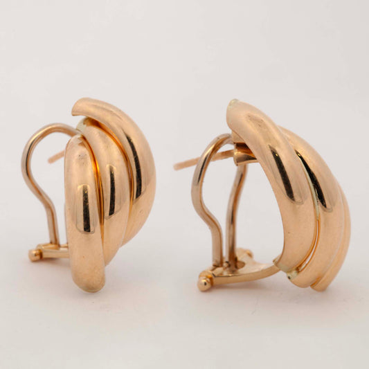 14K Yellow Gold Triple Curved Line Stud Earring