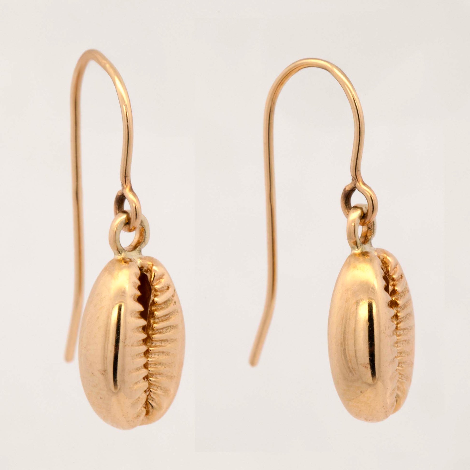 14K Yellow Gold Cowrie Shell Dangling Earring