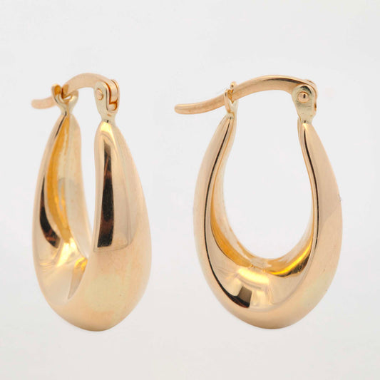 14k Yellow Gold Tapered Oval Hoop Earring