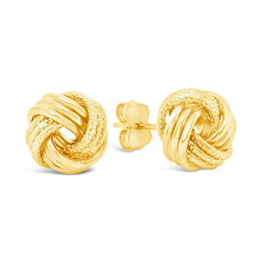 14K Yellow Gold Diamond Cut Knot Earring