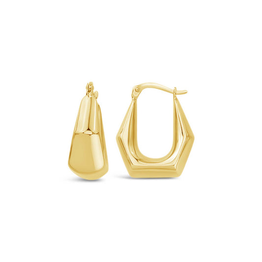14k Yellow Gold Geometric Hoop Earring