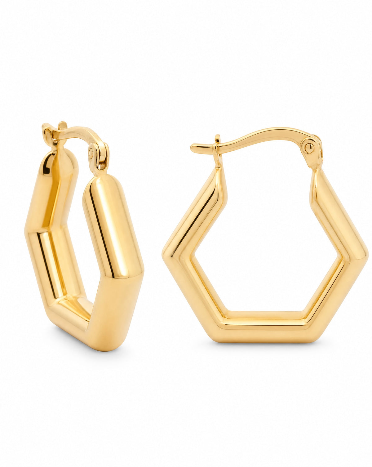 14k Yellow Gold Fancy Geometric Hoop Earring