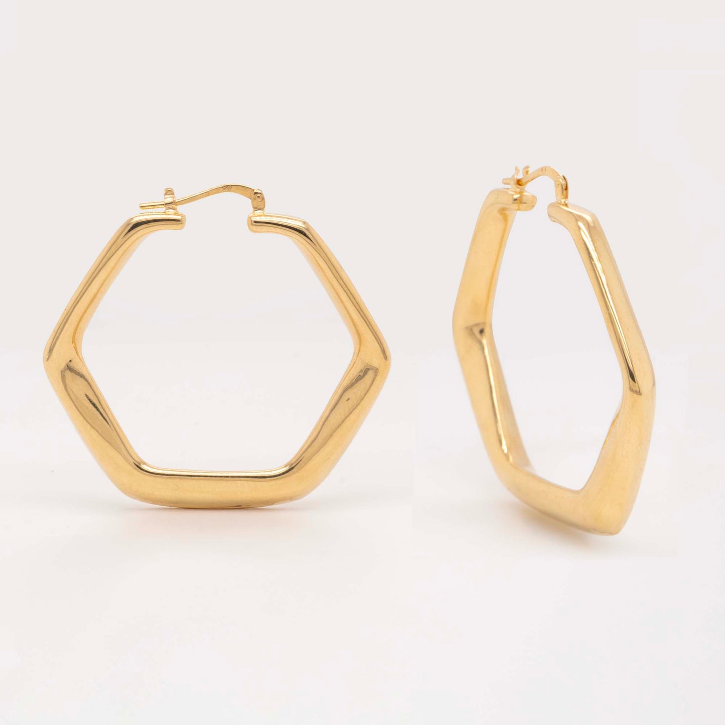 14k Yellow Gold Thin Geometric Hoop Earring