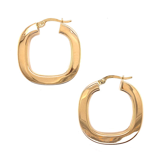 14k Yellow Gold Squared Hoop Earring