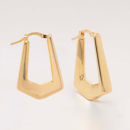 14k Yellow Gold Graduated Geometric Hoop Earring