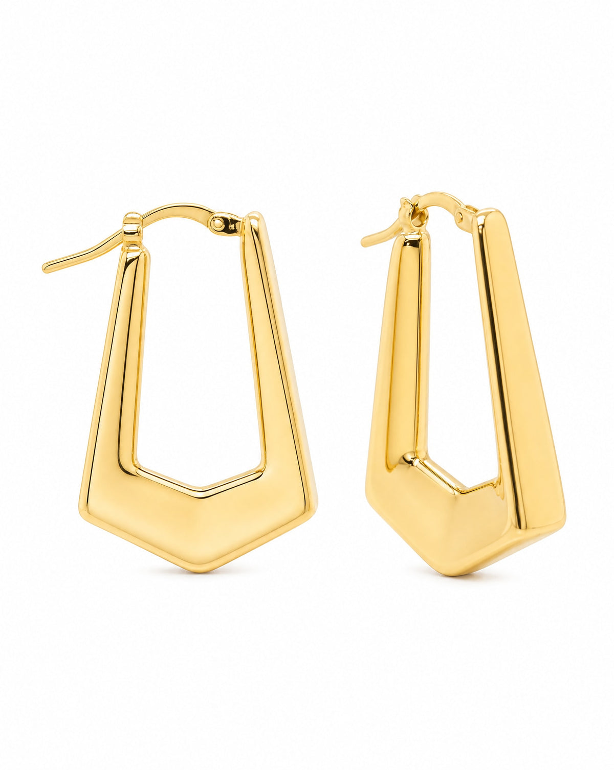 14k Yellow Gold Graduated Geometric Hoop Earring