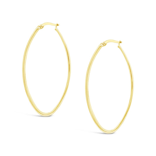 14k Yellow Gold 55mm Elongated Oval Hoop Earring