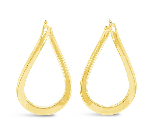 14k Yellow Gold Teardrop Hoop Earring