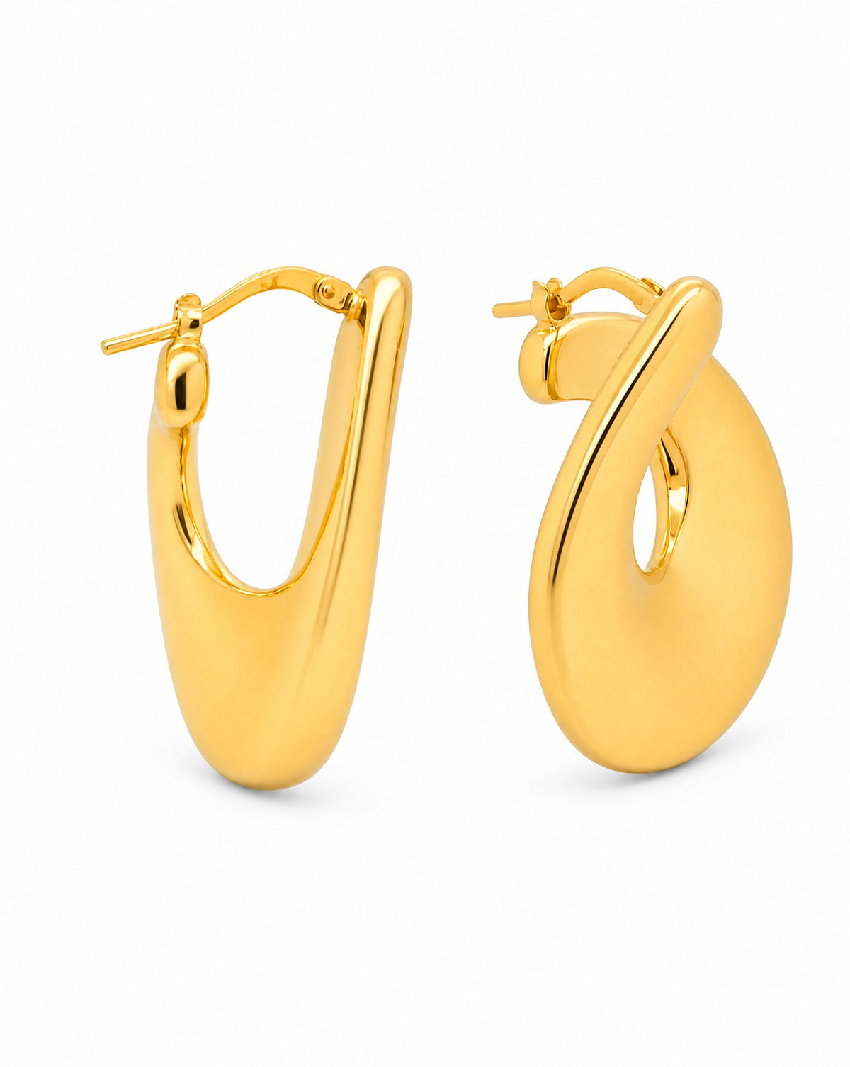 14k Yellow Gold Twisted Oval Hoop Earring