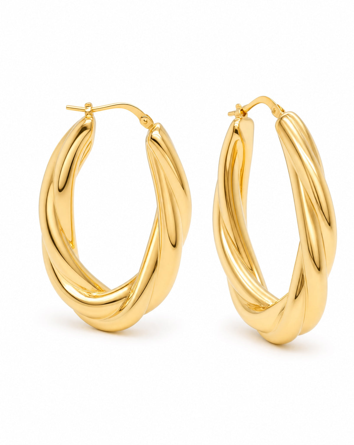14k Yellow Gold Twisted Round Hoop Earring