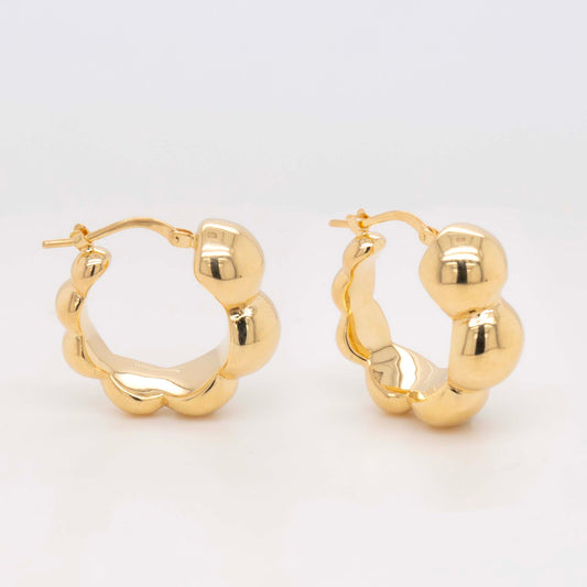14k Yellow Gold Puffy Croissant Hoop Earring