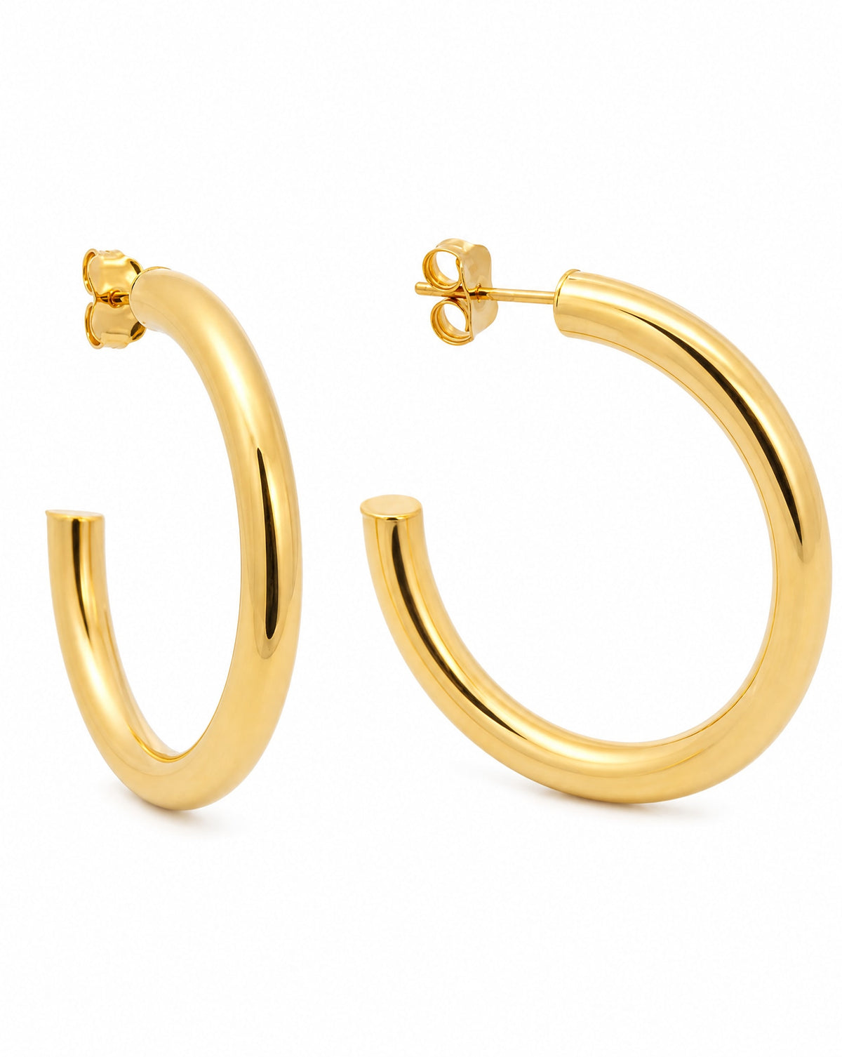 14k Yellow Gold Small Round Tube Open Hoop Earring