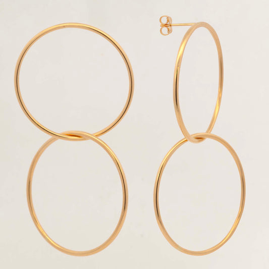 14k Yellow Gold Double Link Hoop Earring