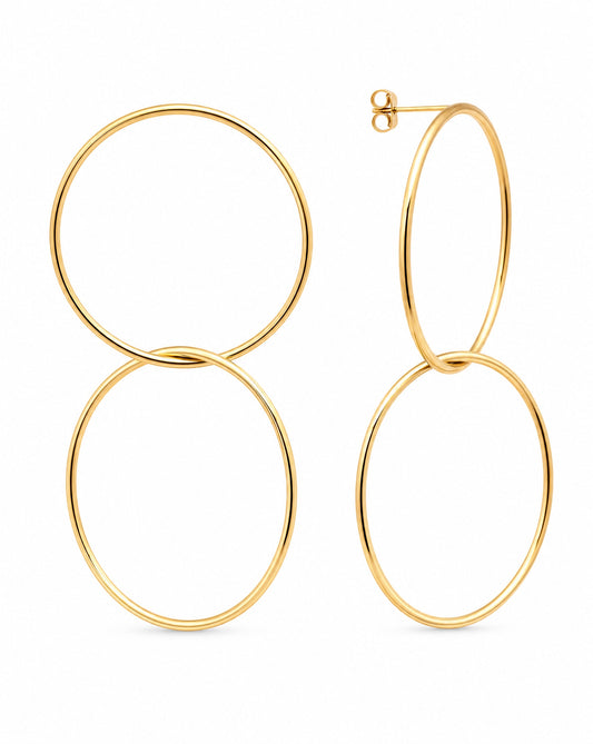 14k Yellow Gold Double Link Hoop Earring
