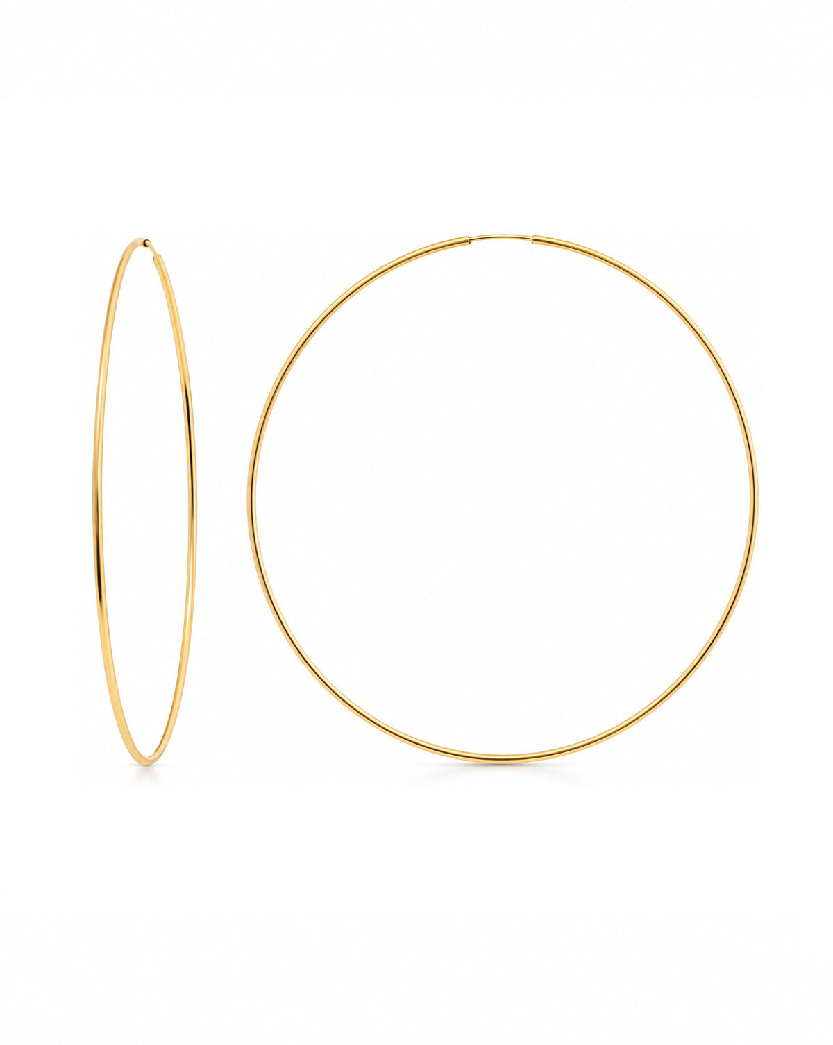 14k Yellow Gold 55mm 1mm Endless Hoop Earring