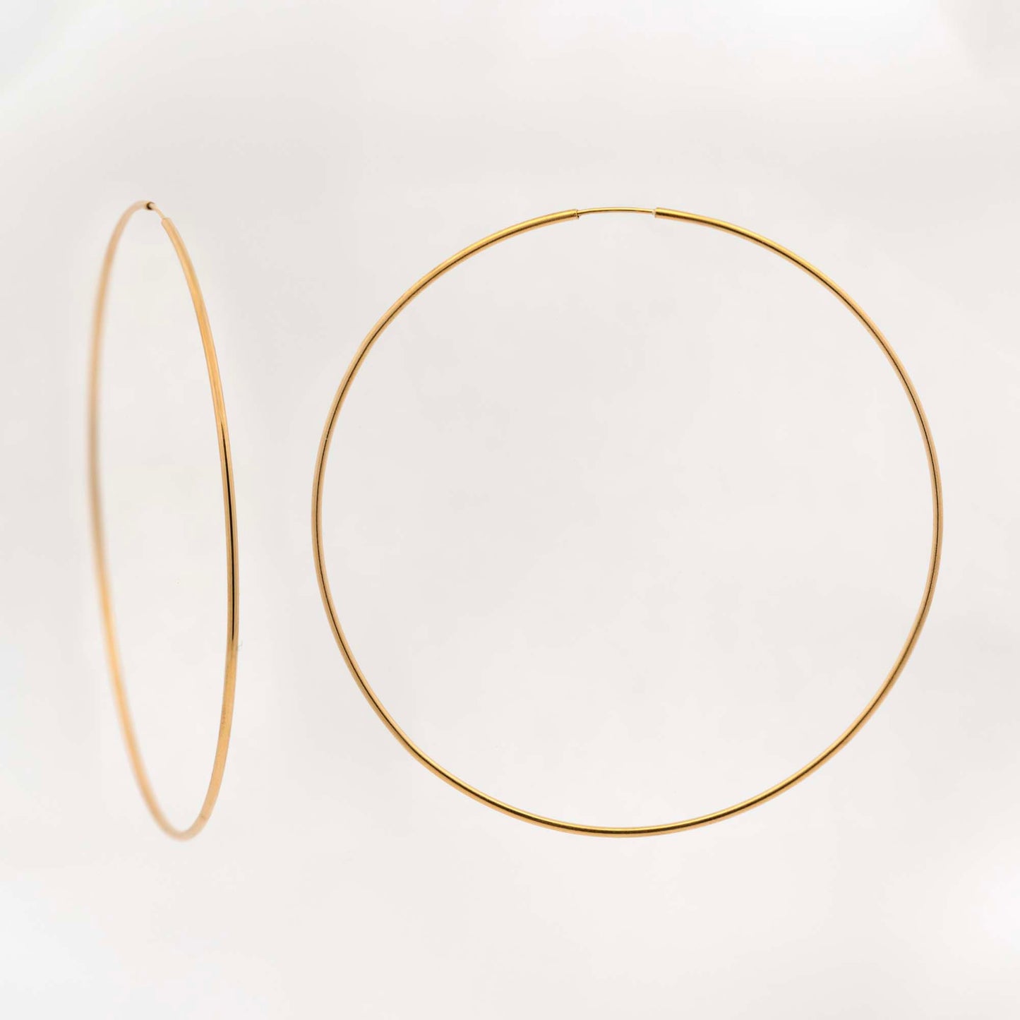14k Yellow Gold 55mm 1mm Endless Hoop Earring